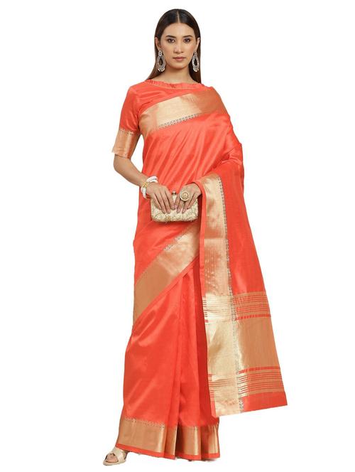 red silk blend banarasi saree - 19784234 - Very Small Image - 1