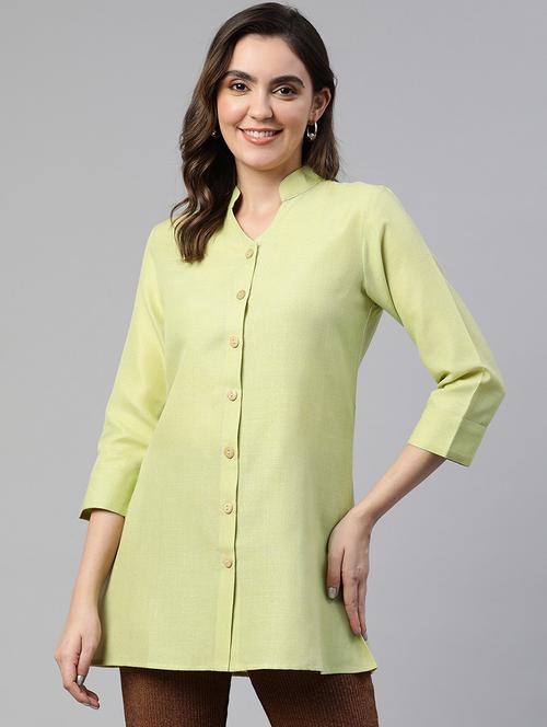 women's straight mandarin neck top - 19784859 - Very Small Image - 1