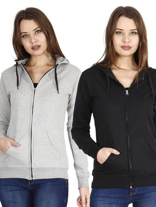 pack of 2 multi colored solid hooded neck zipper sweatshirt - 19785515 - Very Small Image - 1