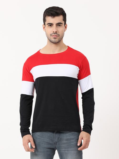 men color block cotton t-shirt - 19786173 - Very Small Image - 1