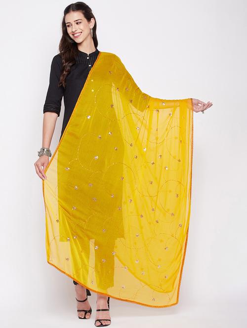 mustard sequin dupatta - 19795997 - Very Small Image - 1