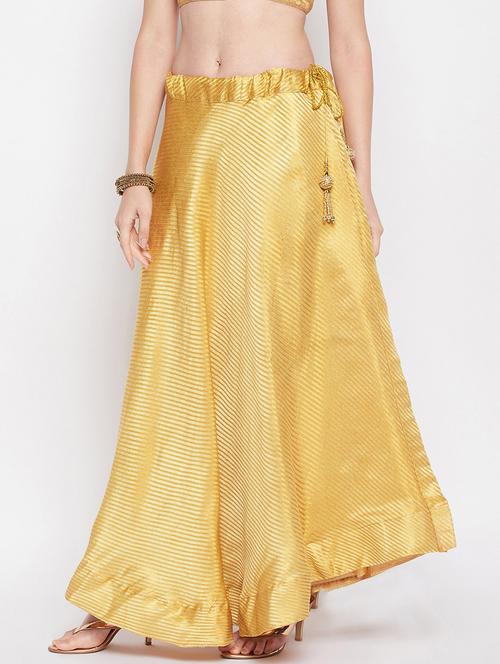 beige striped flared long skirt - 19796172 - Very Small Image - 1