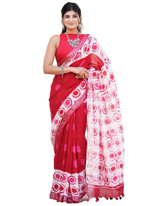 women's printed red colored saree - 19797387 - Very Small Image - 1