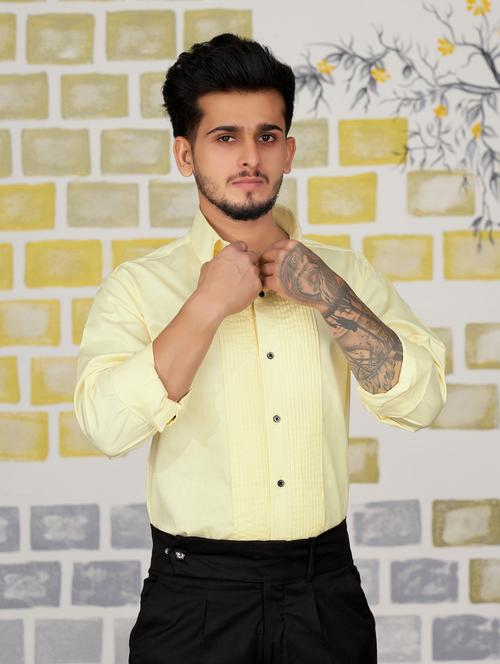 yellow cotton formal shirt - 19801461 - Very Small Image - 1