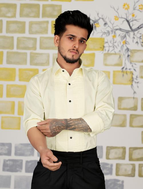 cream cotton casual shirt - 19802327 - Very Small Image - 1