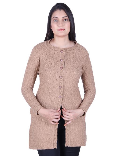 round neck self design cardigan - 19804194 - Very Small Image - 1