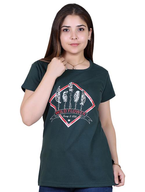 women's front print round neck t-shirt - 19804493 - Very Small Image - 1