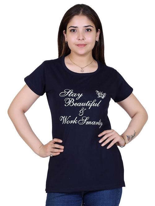 women's front print round neck t-shirt - 19804504 - Very Small Image - 1