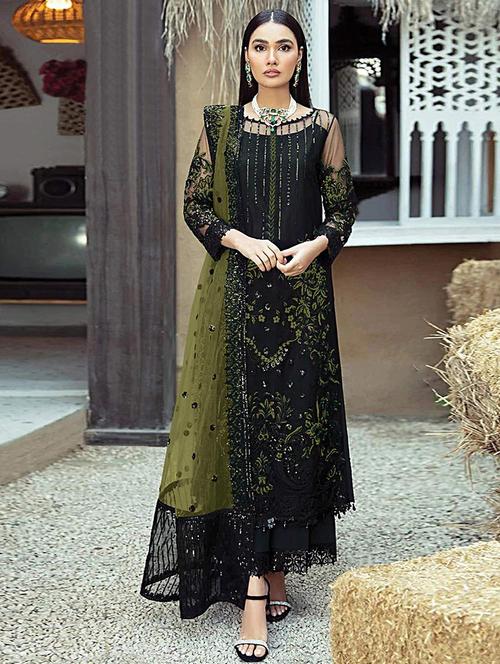 embroidered unstitched salwar suit set - 19808737 - Very Small Image - 1
