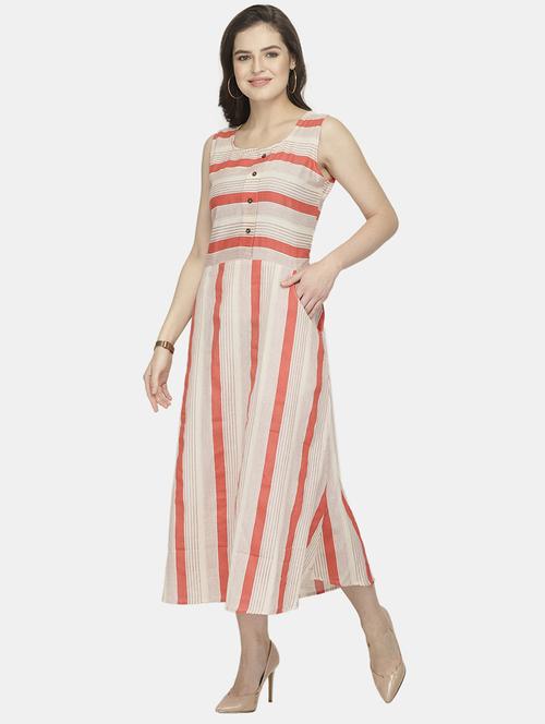 women's fit & flare striped dress - 19810571 - Very Small Image - 1