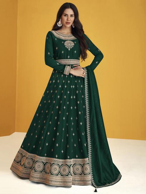 embroidered semi-stitched suit set - 19810613 - Very Small Image - 1