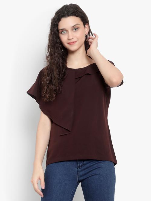 women's straight round neck top - 19811295 - Very Small Image - 1