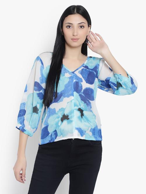 women's straight v neck top - 19811305 - Very Small Image - 1