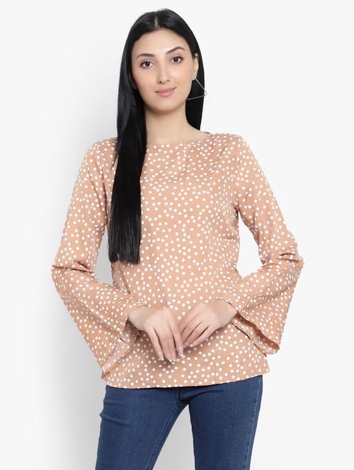 women nude brown printed regular top - 19811316 - Very Small Image - 1