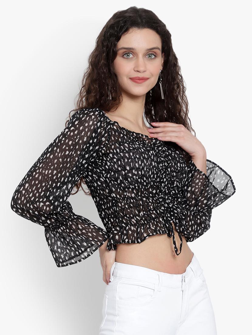 women's blouson boat neck top - 19811353 - Standard Image - 2