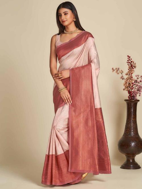 self design banarasi saree with blouse - 19813022 - Very Small Image - 1