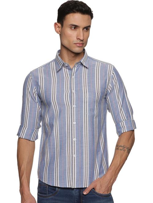 mens stripes casual shirt - 19813950 - Very Small Image - 1