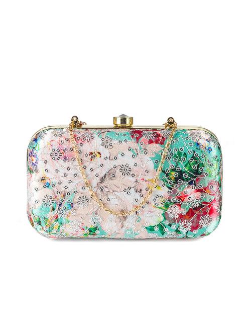 women floral sequined box clutch - 19814291 - Very Small Image - 1