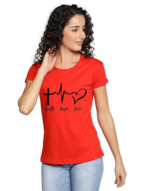 women's chest print round neck t-shirt - 19814417 - Very Small Image - 1