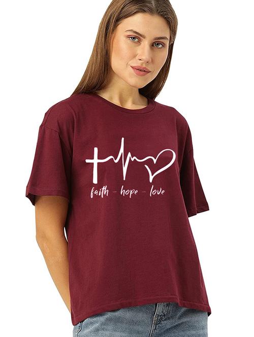 women's front print round neck t-shirt - 19814418 - Very Small Image - 1