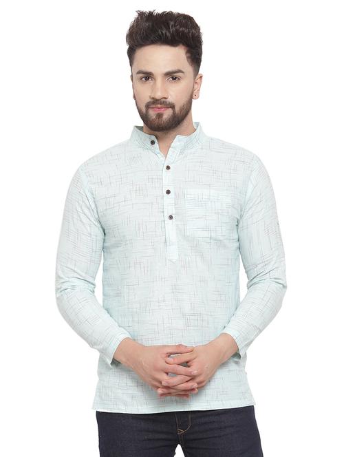 mandarin neck solid short kurta - 19814468 - Very Small Image - 1