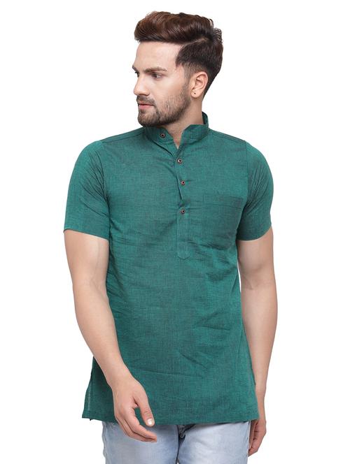 mandarin neck solid short kurta - 19814482 - Very Small Image - 1