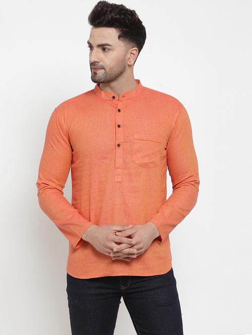 mandarin neck solid short kurta - 19814512 - Very Small Image - 1