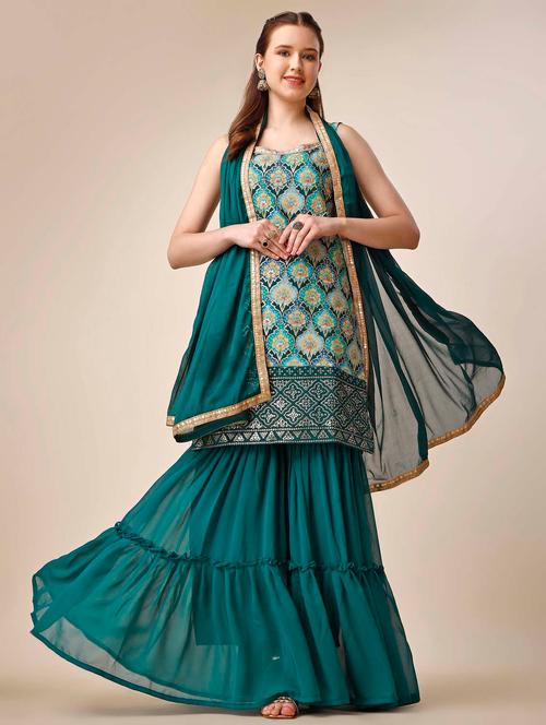 floral print kurta sharara set - 19814679 - Very Small Image - 1