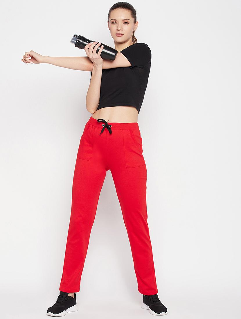 red solid track pant - 19814930 - Standard Image - 3