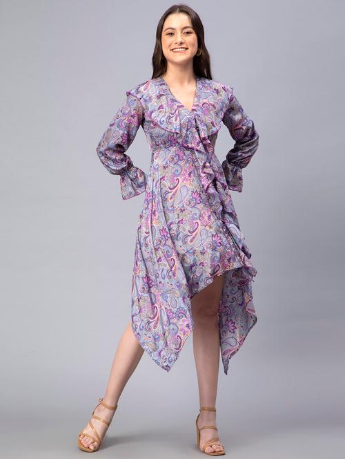 women's high low abstract dress - 19815104 - Very Small Image - 1