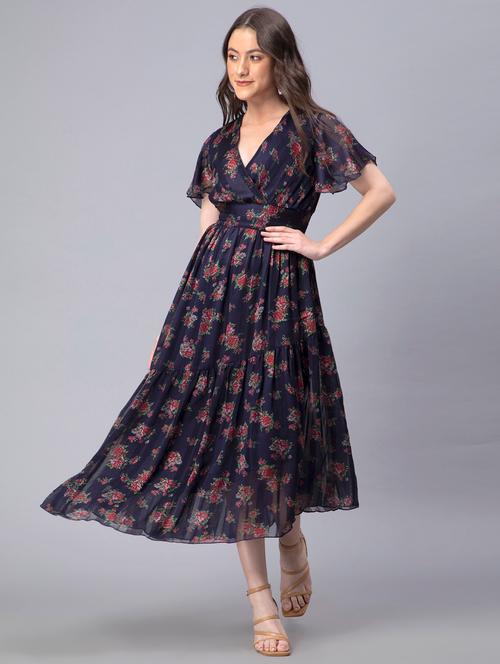 women's fit & flare self design dress - 19815116 - Very Small Image - 1