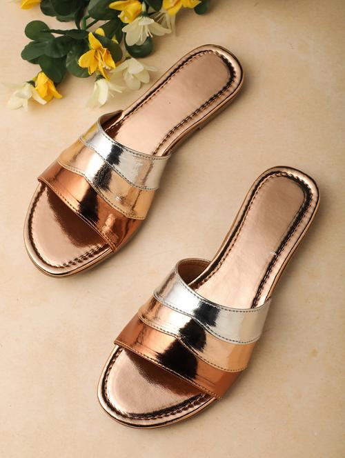 copper color block slip on flats - 19815205 - Very Small Image - 1