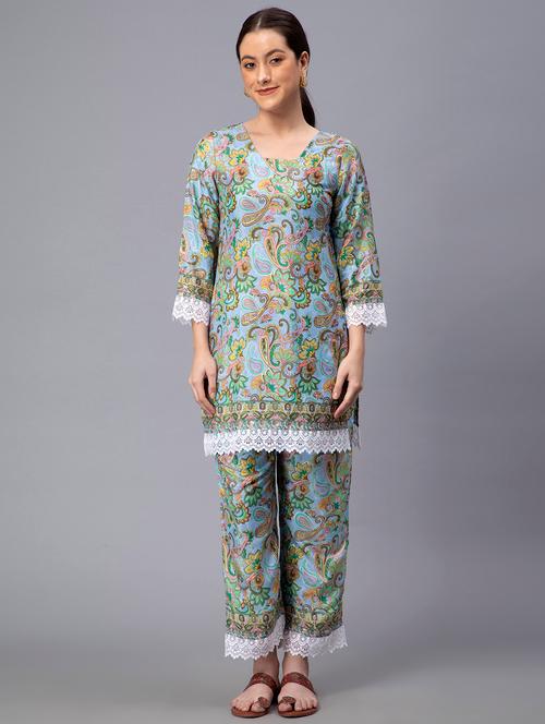 paisley print kurta pant set - 19815403 - Very Small Image - 1