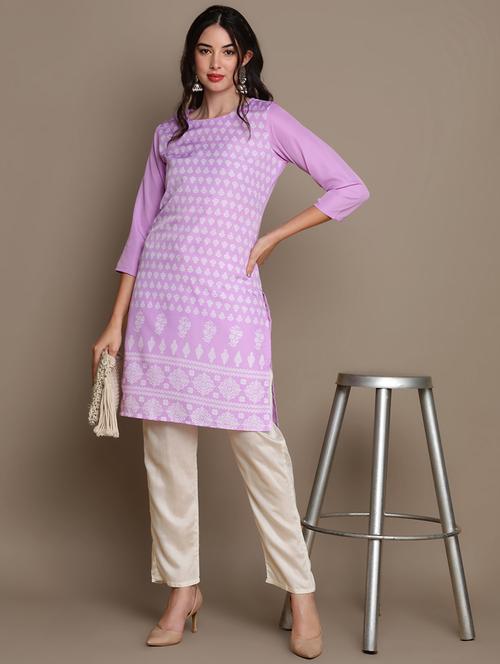 pink printed straight kurta - 19815994 - Very Small Image - 1