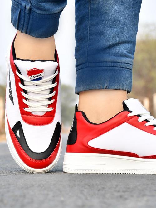 red leather lace up sneakers - 19816067 - Very Small Image - 1