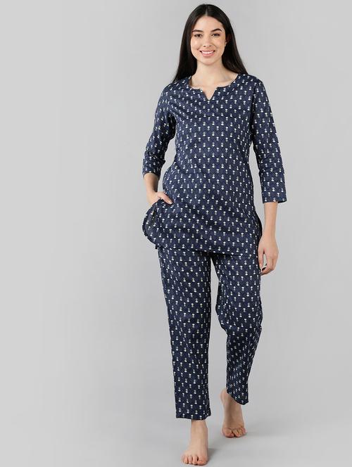 women printed cotton nightsuit set - 19816234 - Very Small Image - 1