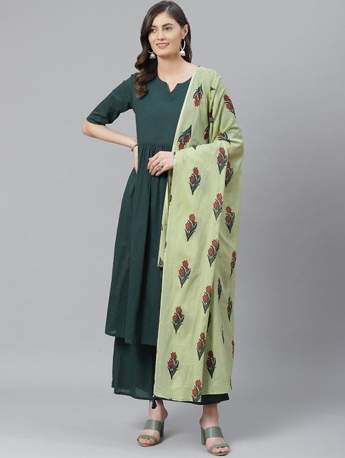 solid kurta pant set with dupatta   - 19816901 - Very Small Image - 1