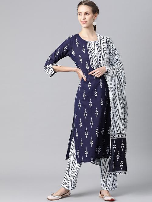 printed kurta pant set with dupatta   - 19817009 - Very Small Image - 1