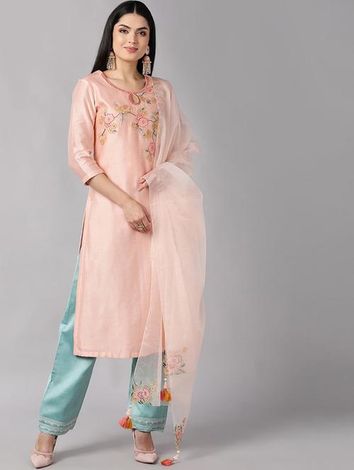 self design kurta pant set with dupatta   - 19817089 - Very Small Image - 1