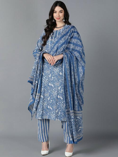 printed kurta palazzo set with dupatta - 19817872 - Very Small Image - 1
