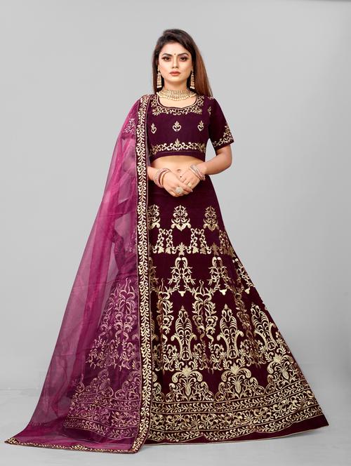 embroidered semi-stitched lehenga choli with dupatta - 19819011 - Very Small Image - 1