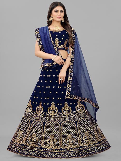 embroidered semi-stitched lehenga choli with dupattall - 19819024 - Very Small Image - 1