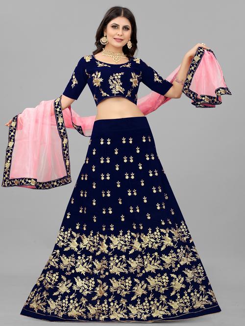 embroidered semi-stitched lehenga choli with dupatta - 19819034 - Very Small Image - 1
