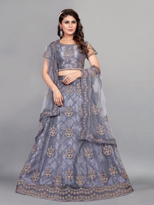 embroidered semi-stitched lehenga choli with dupatta - 19819994 - Very Small Image - 1