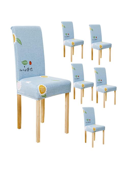 pack of 6 blue printed chair cover - 19839540 - Very Small Image - 1