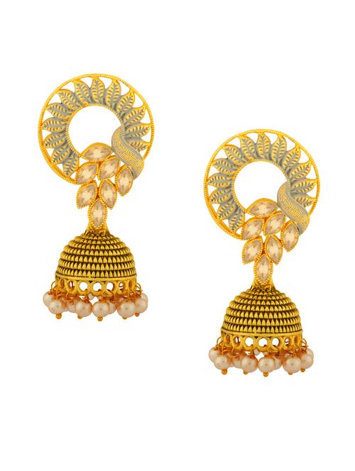 gold alloy jhumka earring - 19839928 - Very Small Image - 1