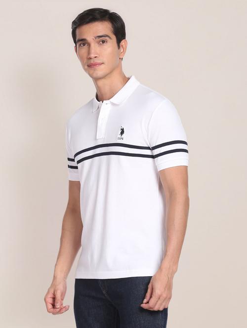 white color blocked polo t-shirt  - 19840206 - Very Small Image - 1