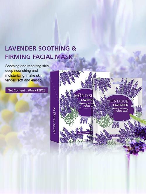mond'sub lavender soothing and firming face sheet mask - pack of 12*20ml  - 19840640 - Very Small Image - 1