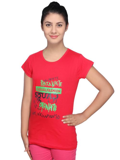 women's front print round neck t-shirt - 19841896 - Very Small Image - 1