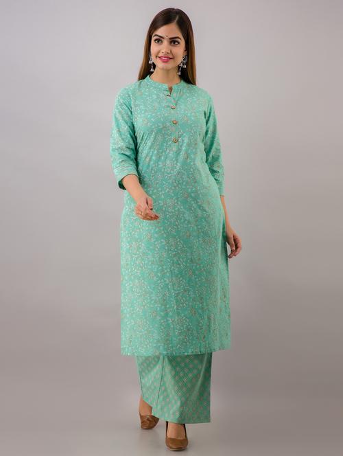 green kurta palazzo set - 19847421 - Very Small Image - 1